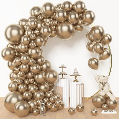 Amandir 153 Pcs Chrome Gold Balloons Arch Garland Kit Different Sizes | 18 12 by Amandir