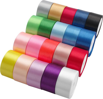 LIUYAXI 1 Inch Satin Ribbon Set – 20 Rolls Rainbow Ribbon, 5 Yards Each by LIUYAXI