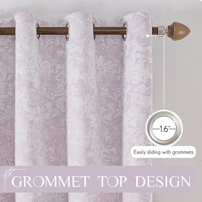 Beauoop Purple Floral Jacquard Blackout Curtains Bedroom 52x108 2 Panels | - Image 6