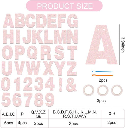 BEISHIDA Glitter Light Pink 116 Pc A-Z DIY Letter Custom Banner Party Decor | - Image 3