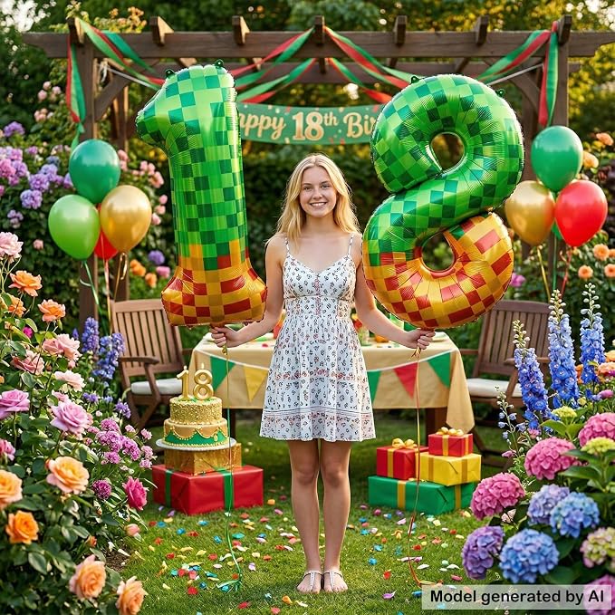 40 Inch Pixel Foil Number 18 Balloon - Image 5
