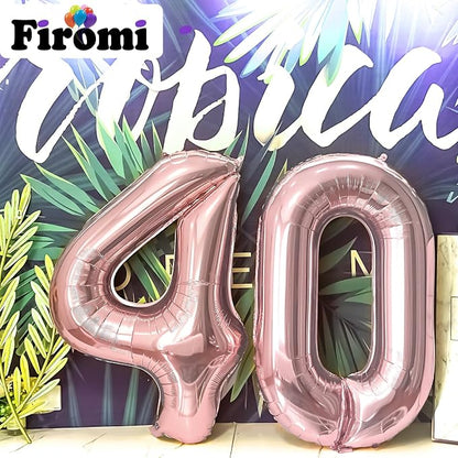 FIROMI 40 Foil Number Balloons Rose Gold 40-inch Big Mylar Balloon Numbers | - Image 4