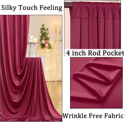 30ft x 10ft Maroon Backdrop Curtains - Image 2