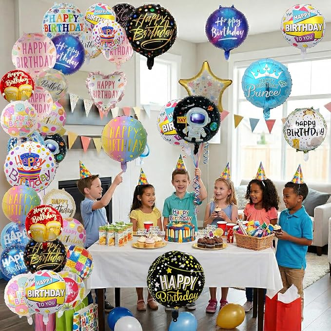 100 Pcs Happy Birthday Foil Balloons Set18 Inch Round Happy Birthday Balloons - Image 4