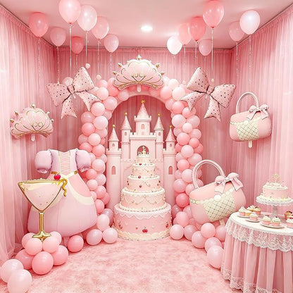 22Inch Large Pink Puff Sleeve Princess Gown Mylar Balloon, Cute Dress Foil - Image 5