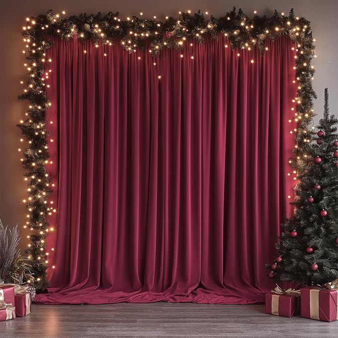 ESGOTBME 30x10ft Wrinkle Free ‌Burgundy Backdrop Curtain - Image 8