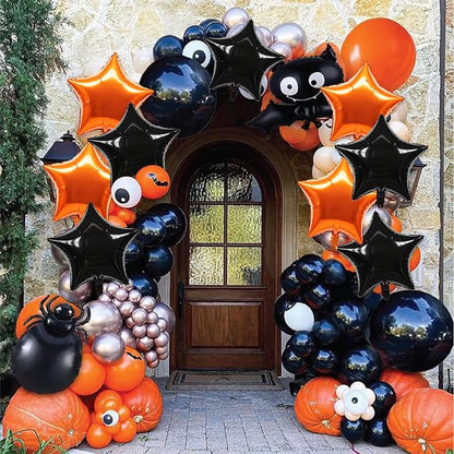TONIFUL 30 Pcs Star Shaped Balloons 18 Inch Large Black Orange Foil Balloon | - Image 3