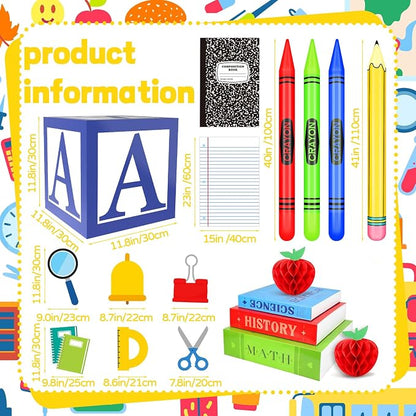 21 Pcs Back to School Balloons Box Sets Include ABC Balloons Box Pencil Crayon - Image 2