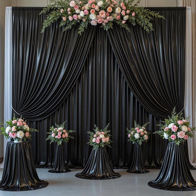 Outpain Thick 30 ft x 10 ft Black Sequin Backdrop Curtain by Outpain