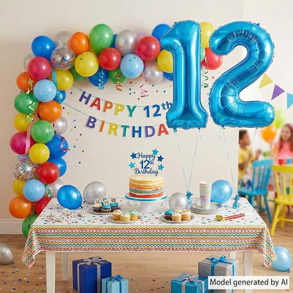Light Blue Number 12 Balloon 40 Inch, Foil Numeral - Image 6