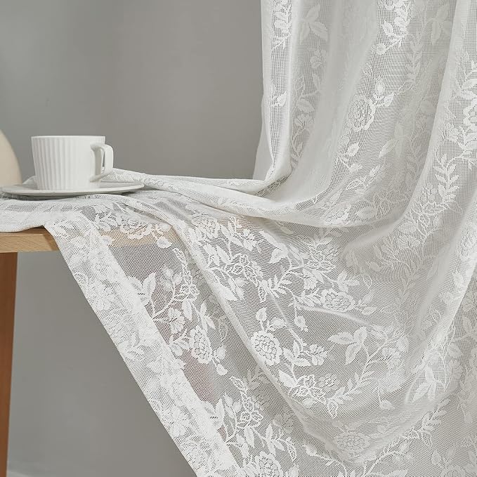 FINECITY Ivory Vintage Lace Curtains - Image 6