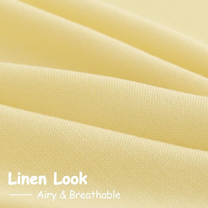 Yellow Linen Blend Drapes 84 Inch Length 2 Panels Set Back Tab Rod Pocket Light - Image 5