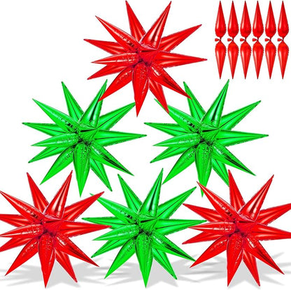 72 PCS Red and Green Star Balloons, Big 26 Inch Christmas Star Foil Balloons by GCTWFYK