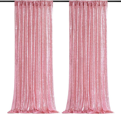 Pink Sequin Backdrop Curtains Party Photo Glitter Drapes 2 Pcs 2FTx8FT | by B-COOL