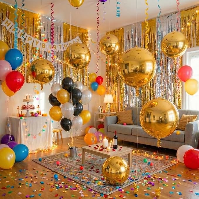 6pcs Gold Foil Balloons 22inch Round Balloons - Image 9