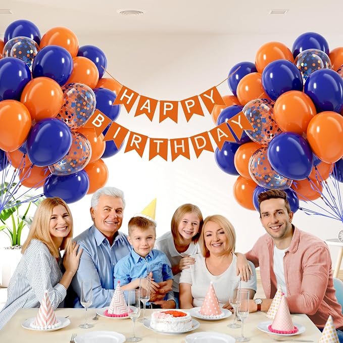 60pcs Royal Blue and Orange Balloons 12inch - Image 4
