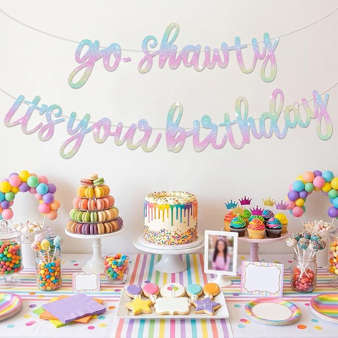 BEISHIDA Rainbow Pre-Strung Go Shawty It's Your Birthday Banner Decoration | - Image 6