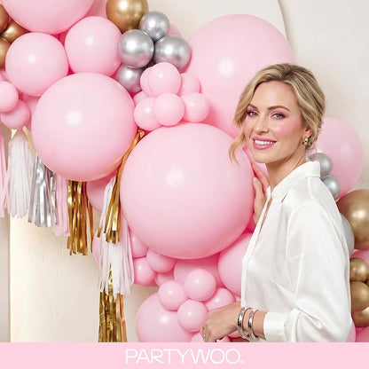 PartyWoo Light Pink Balloons 127pcs Pastel Pale Baby Pink Color | 36 18 12 10 5 - Image 9
