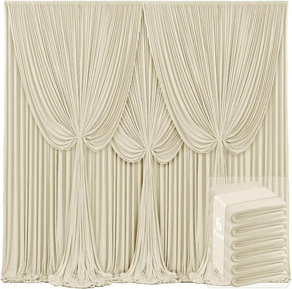 6 Panels Backdrop Curtains for Wedding Party Wrinkle Free Beige Backdrops by Tao-GePartyDecorations