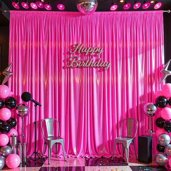 40x10ft Hot Pink Glitter Backdrop Curtain - Image 8