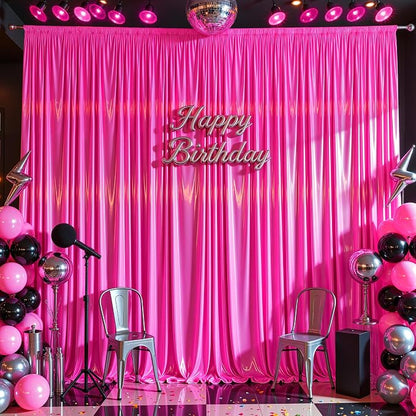 40x10ft Hot Pink Glitter Backdrop Curtain - Image 8