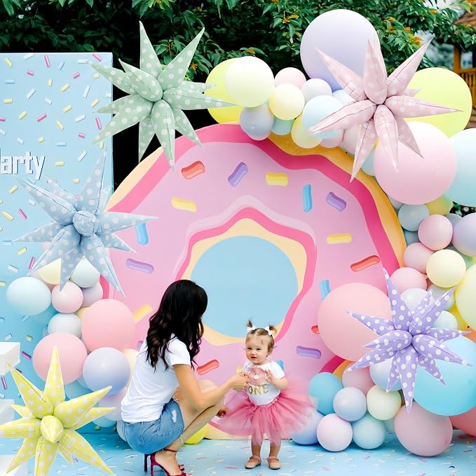 2Pcs Purple Macaron Polka Dot Explosion Pointed Star Foil Balloons/Candy Color - Image 5