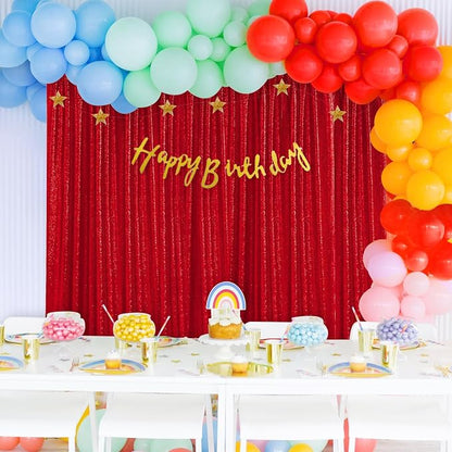 8ft x 8ft Red Sequin Backdrop Curtain Sparkle Photo Backdrop | Glitter Photo - Image 4