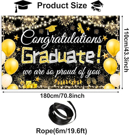 Famoby Congratulations Graduate We are so Proud of You Hanging Banner Fabric - Image 2