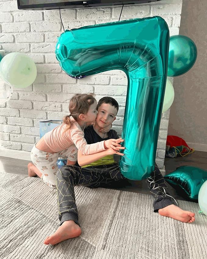 8 Balloon - Teal Birthday Number Balloons, 40 Inch Decorations Men Women | Teal - Image 8