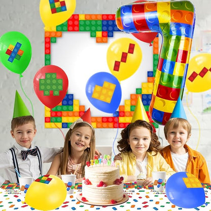 40 Inch Building Block Number Balloon, Colorful Number Block Foil Balloons - Image 3