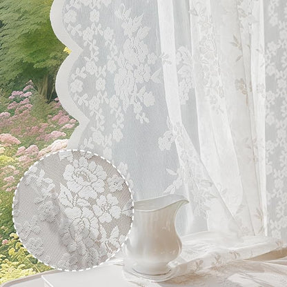 Anmao Vintage Lace Curtains 84 Inches Long 2 Panels, Romantic Elegant Light by Anmao