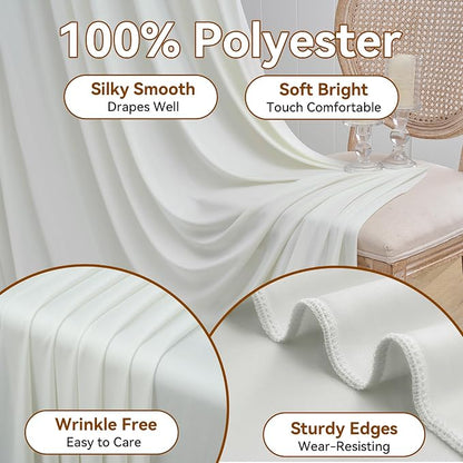 10ft×12ft Wrinkle Free Ivory Backdrop Curtain - Image 3