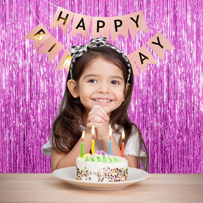 2 Pack Hot Pink Backdrop Curtain Party Streamers Hot Pink Birthday Decorations - Image 3