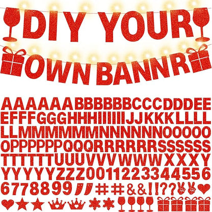 175Pcs DIY Glitter Customizable Banner Kit Happy Birthday Custom Letter Banners - Image 4