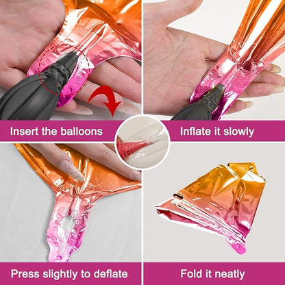 6Pcs Gradient Orange Round Foil Balloons, Metallic Orange Mylar Balloon - Image 8