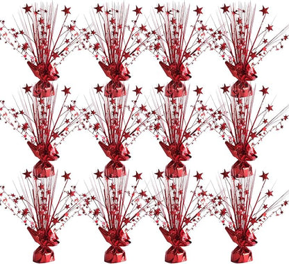 12 Pack Metallic Red Foil Spray Centerpieces Stars Brust Table Centerpieces by Egolot