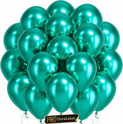 Pro Duralatex Metallic Green Extra-Thick Balloons 120 Pack 10 inch | Chrome by Bezente