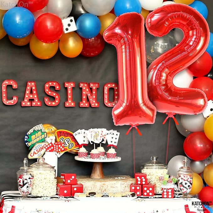 KatchOn Red Number 12 Balloon 40 Inch, 12th Birthday Balloon Decor | 12th - Image 3