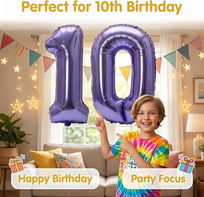 Number 10 Balloon Foil Mylar Balloons - Image 2