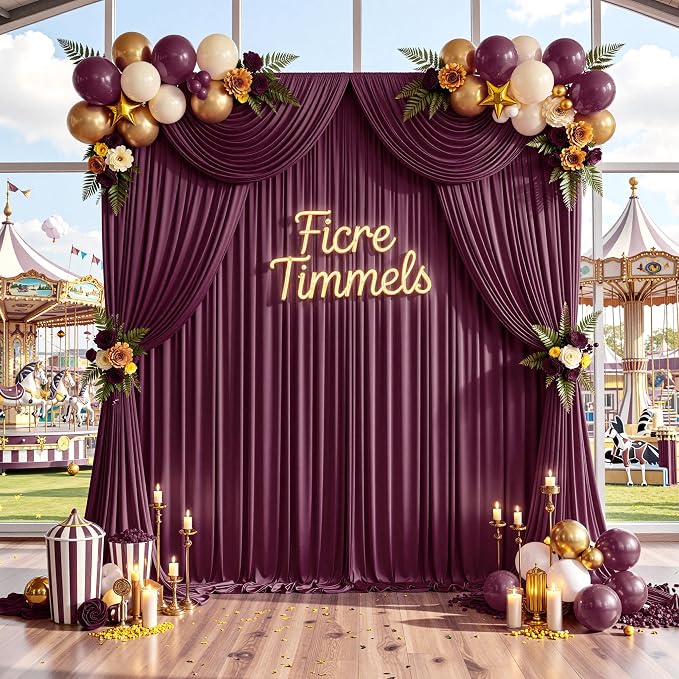 40 ft x 10 ft Wrinkle Free Maroon Backdrop Curtain - Image 8