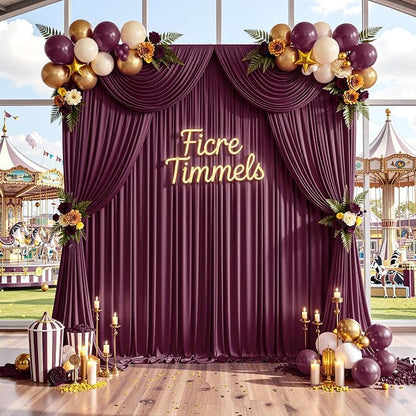 10 ft x 10 ft Wrinkle Free Maroon Backdrop Curtain - Image 7