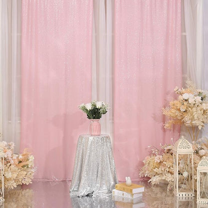 Poise3EHome Pink Sequin Backdrop Curtain, 2 Panels 2Ft x 8Ft Glitter - Image 7