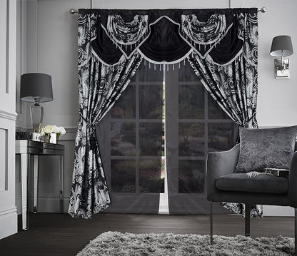 GLORY RUGS Jacquard Luxury Window 2 Panel Set Black Curtain - Image 2