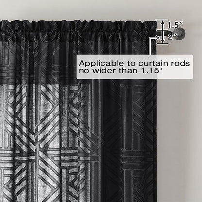 Simplebrand Black Semi Sheer Curtains 84 Inches Long 2 Panels, Light Filtering - Image 4