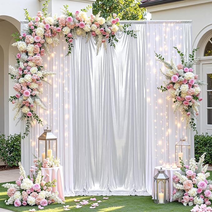 50ftx10ft Sequin Silver Backdrop Curtain Panels - Image 4