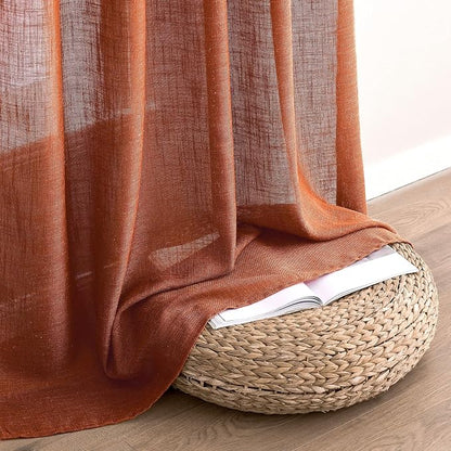 MIULEE Rust Fall Linen Curtains 52x96 Inch 2 Panels - Image 6