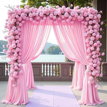 Pink Backdrop Curtain for Wedding Parties Backdrop Drapes 10x10FT | Wrinkle - Image 3