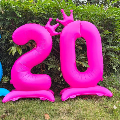 Fluorescent Pink Crown Number 3 Foil Balloon Neon Glow In The Dark Balloon | - Image 6