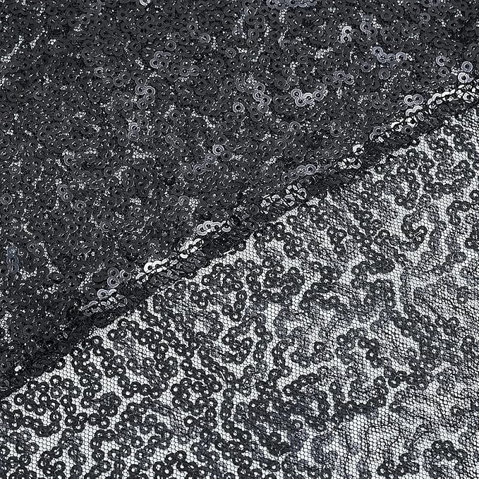 Sugargirl Black Sequin Backdrop Curtain 3 Panels 2FTx8FT Glitter Black - Image 8