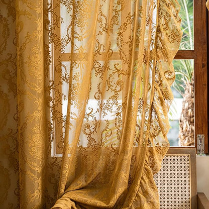 Deeprove Sheer Gold Lace Curtains by Deeprove